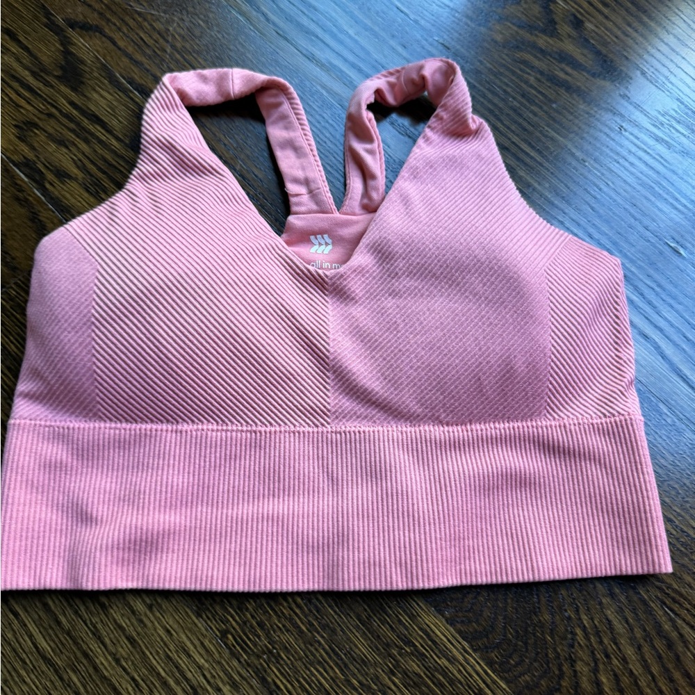 All in Motion Ribbed Coral Sports Bra, medium
